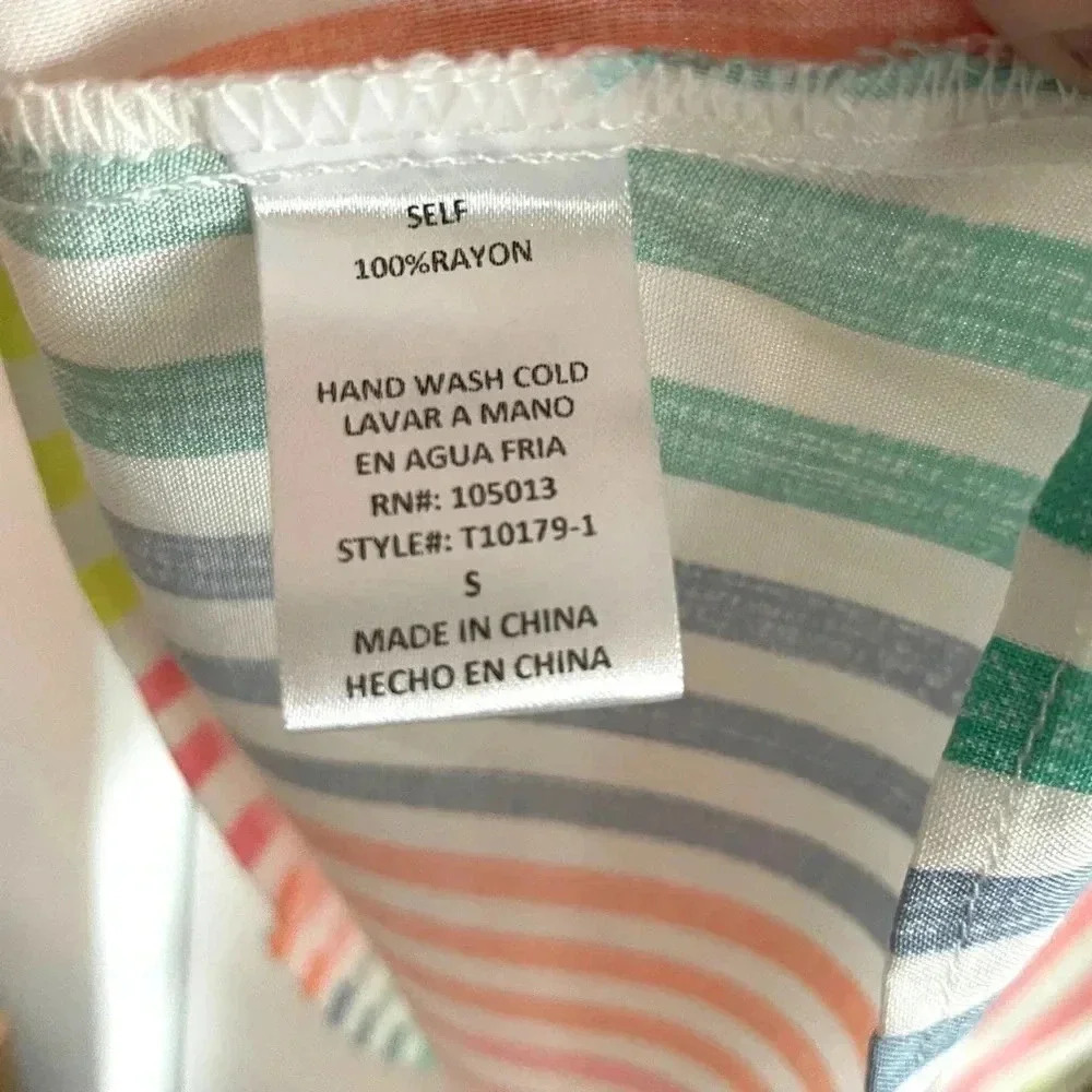 Vertical Stripe Multicolored Ruffle Blouse - Picture 5 of 6